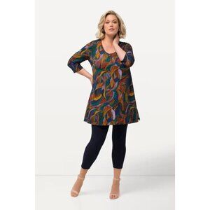 Ulla Popken Womens Plus 20/22 Tunic Leaf Print Knit Swing Side Slit Cotton